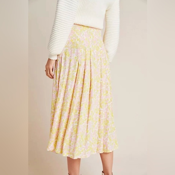 Anthropologie x Faithfull The Brand Aya Pleated Midi Skirt Cuesta 10 - Picture 3 of 16